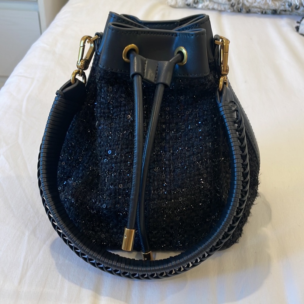 Charles & Keith tweet and sequins bucket bag